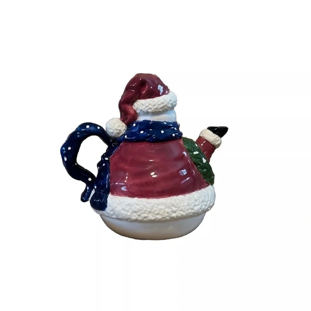 Vintage Dicksons Christmas Snowman Ceramic Teapot “Jesus Loves You Snow Much”